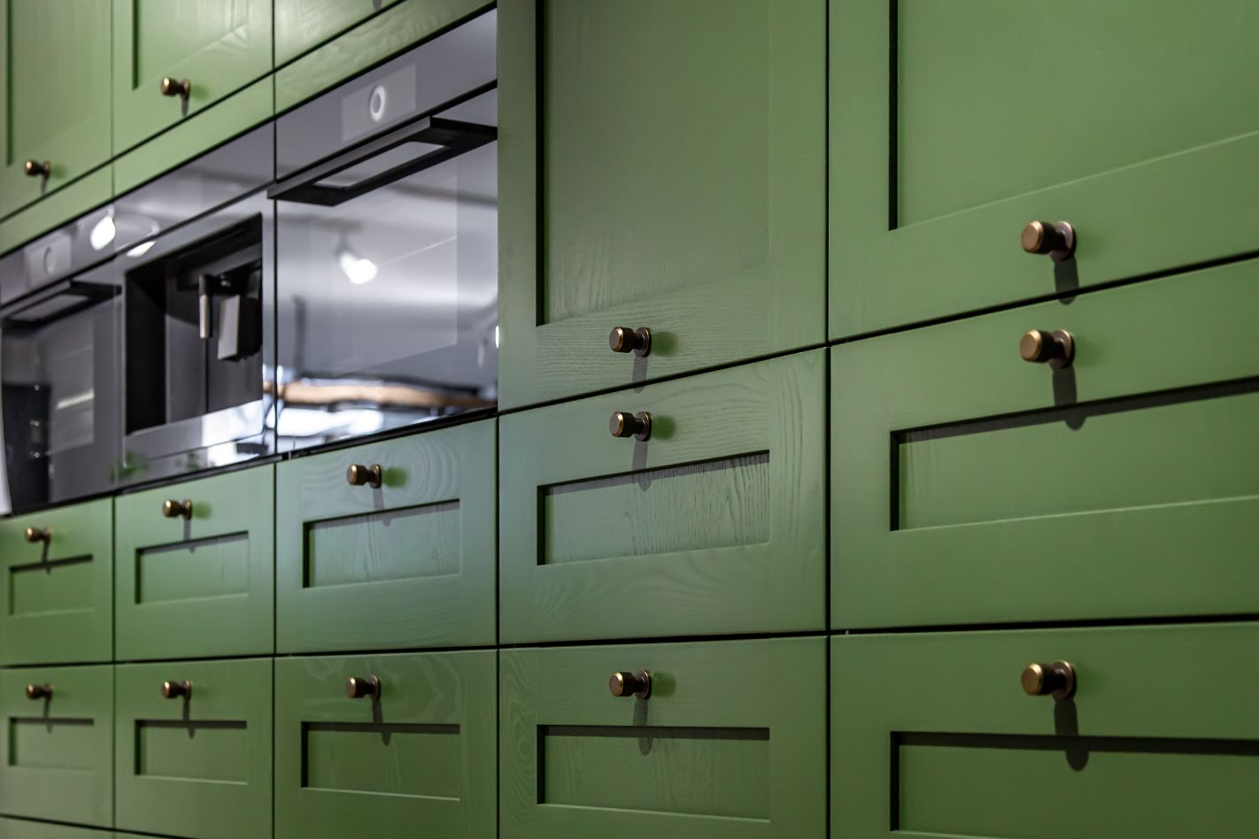 green painted cabinets