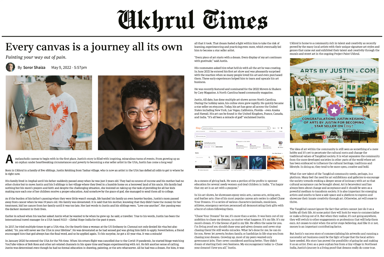 Justin Keishing Featured in a magazine