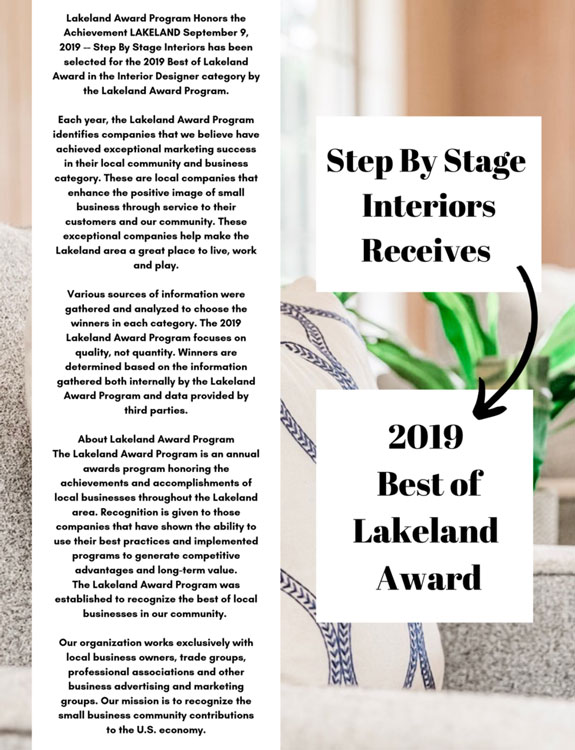 Lakelander article about step by stage interiors