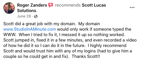 Roger Zanders Recommends Scott Lucas Solutions