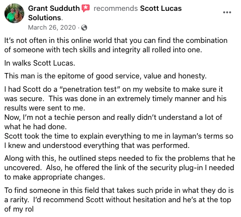 Grant Sudduth Recommends Scott Lucas Solutions
