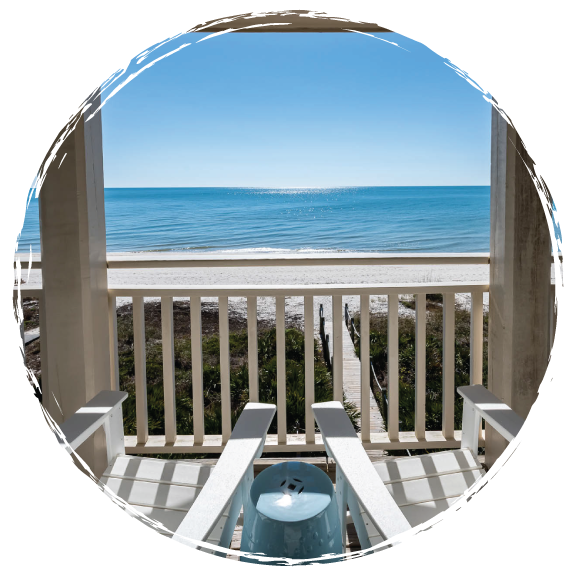 oceanfront deck with view of water