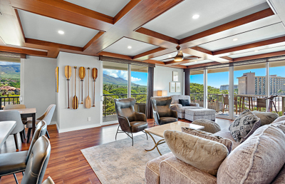 Maui living room with beautiful window view