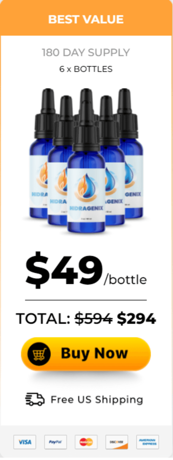 Hidragenix 6 bottle price $49 each