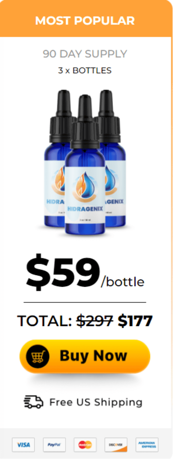 Hidragenix 3 bottle price $59 each