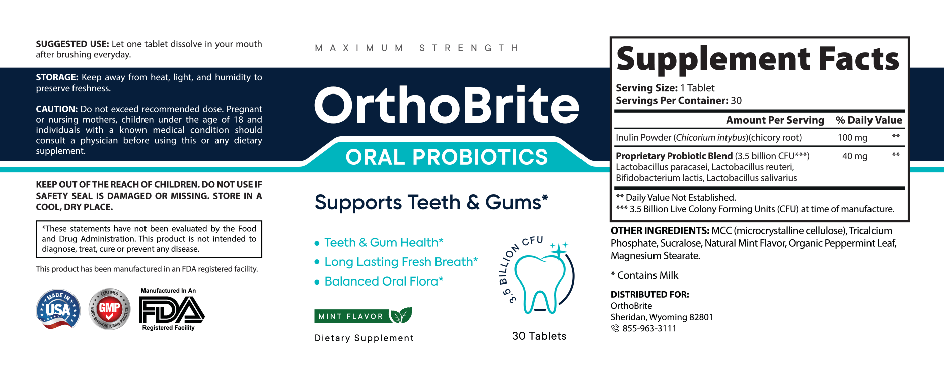 OrthoBrite Supplement Fact
