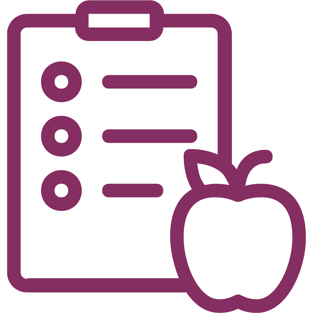 clipboard and apple icon